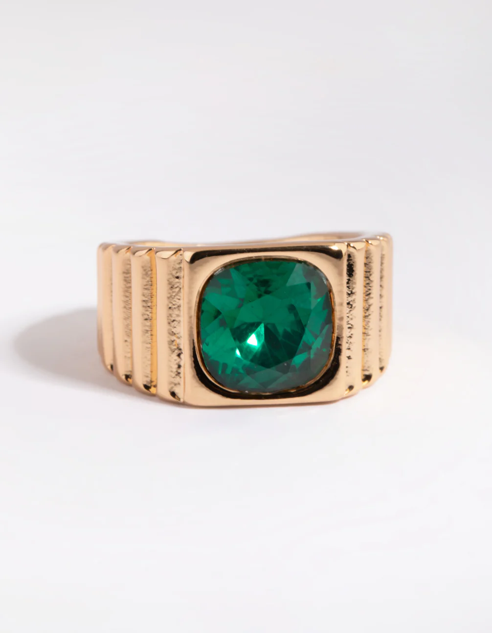 Gold Ribbed Signet Ring - Image 3