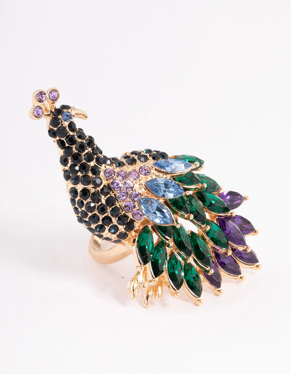 Gold Sparkly Peacock Ring - Image 3