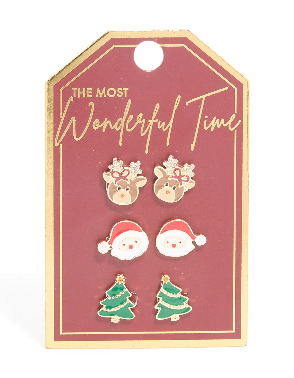Santa Reindeer & Festive Tree Clip On Earrings 3-Pack - Image 3