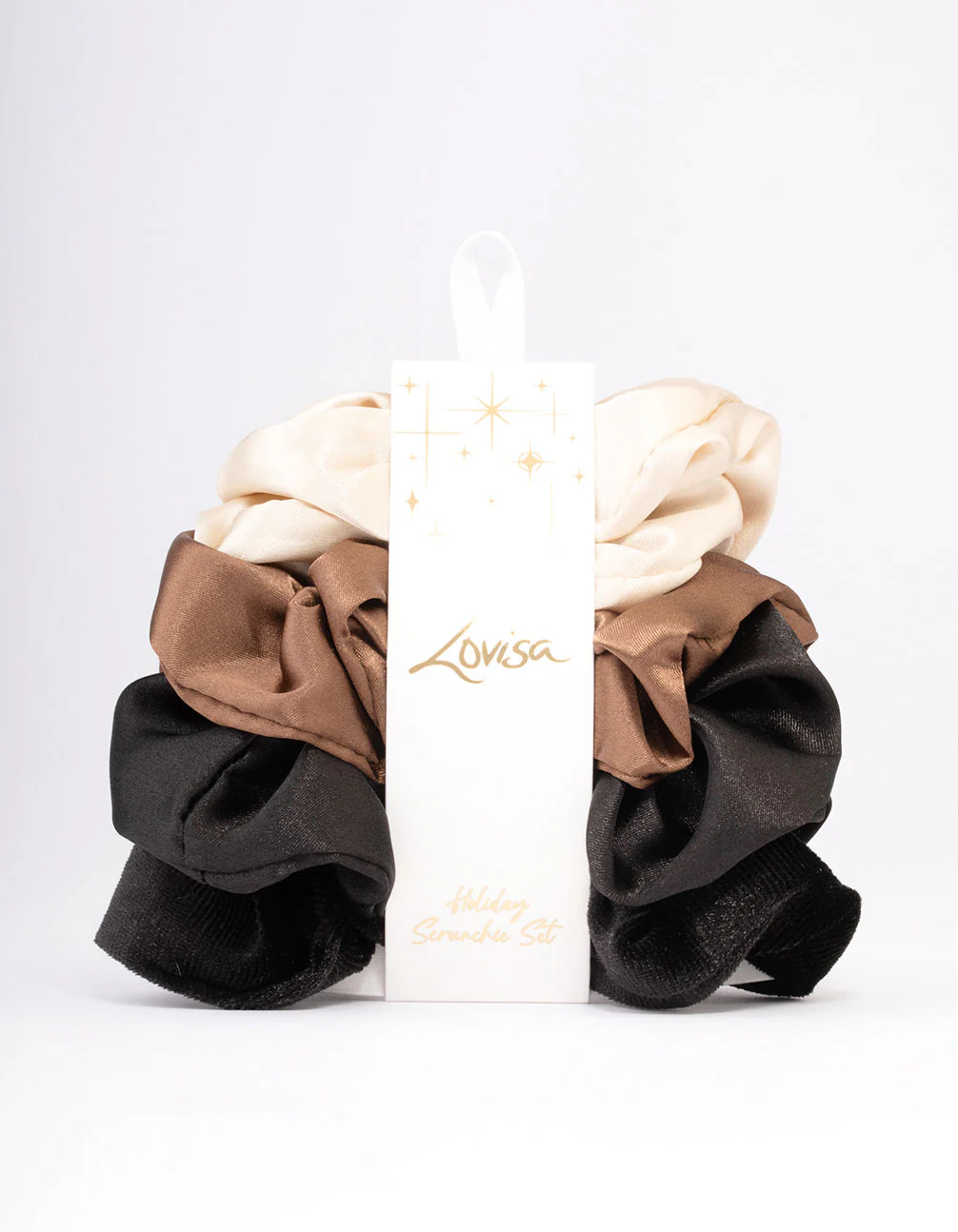 Black & Neutral Christmas Hair Scrunchie Gift 4-Pack - Image 2