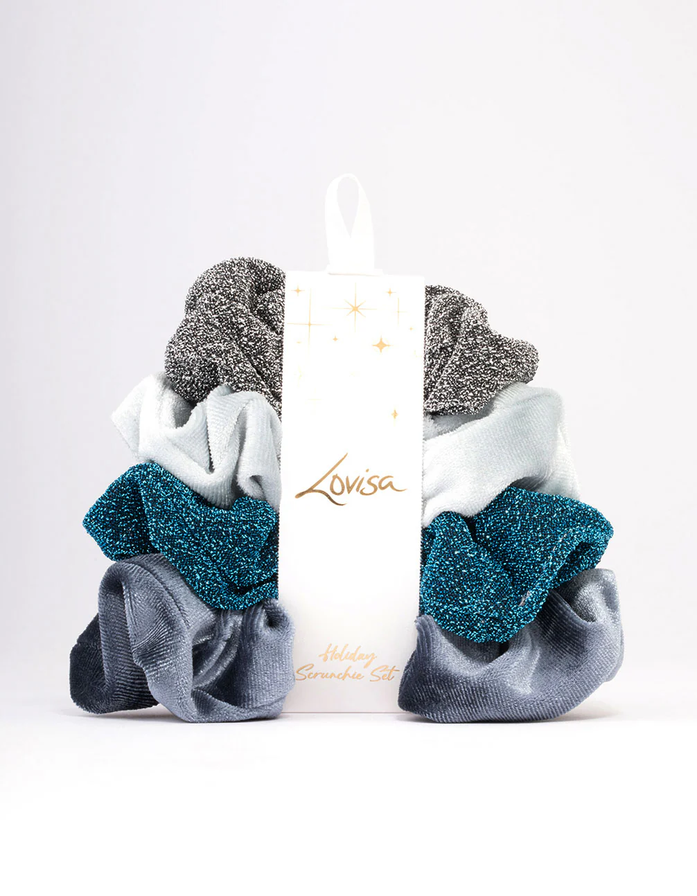Blue Christmas Hair Scrunchie Gift 4-Pack - Image 2