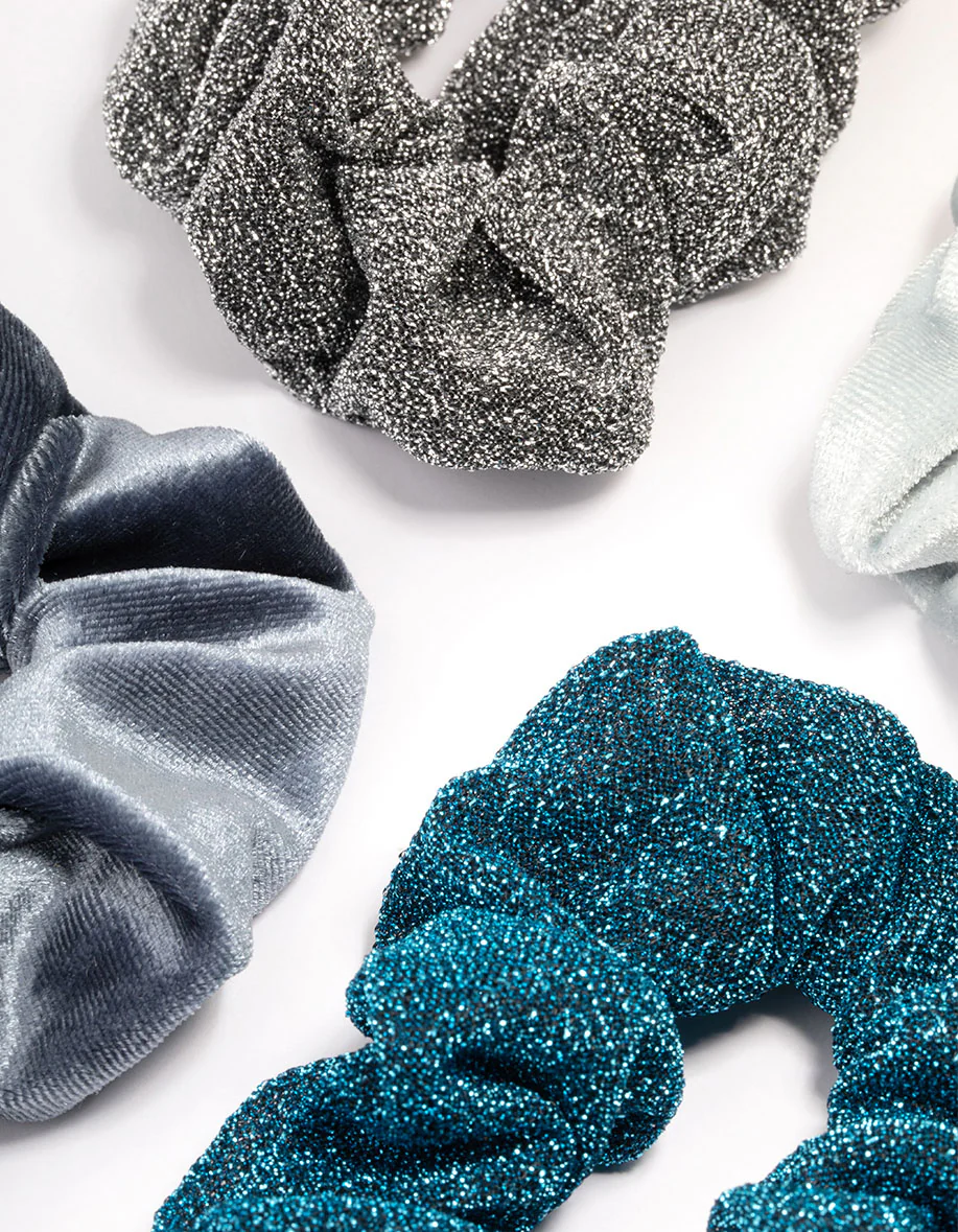 Blue Christmas Hair Scrunchie Gift 4-Pack - Image 3