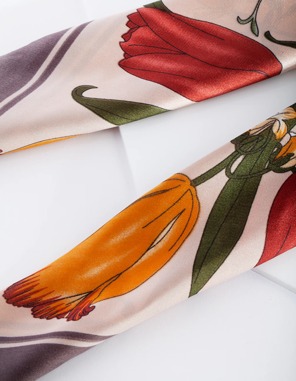 Blush Floral Neutral Bandana Hair Scarf - Image 2