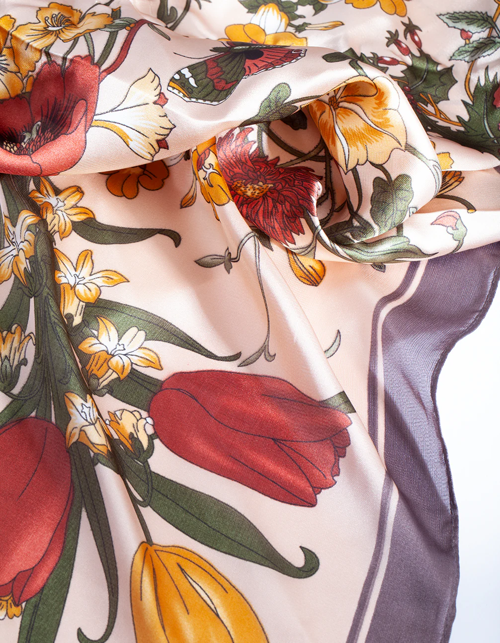 Blush Floral Neutral Bandana Hair Scarf - Image 3