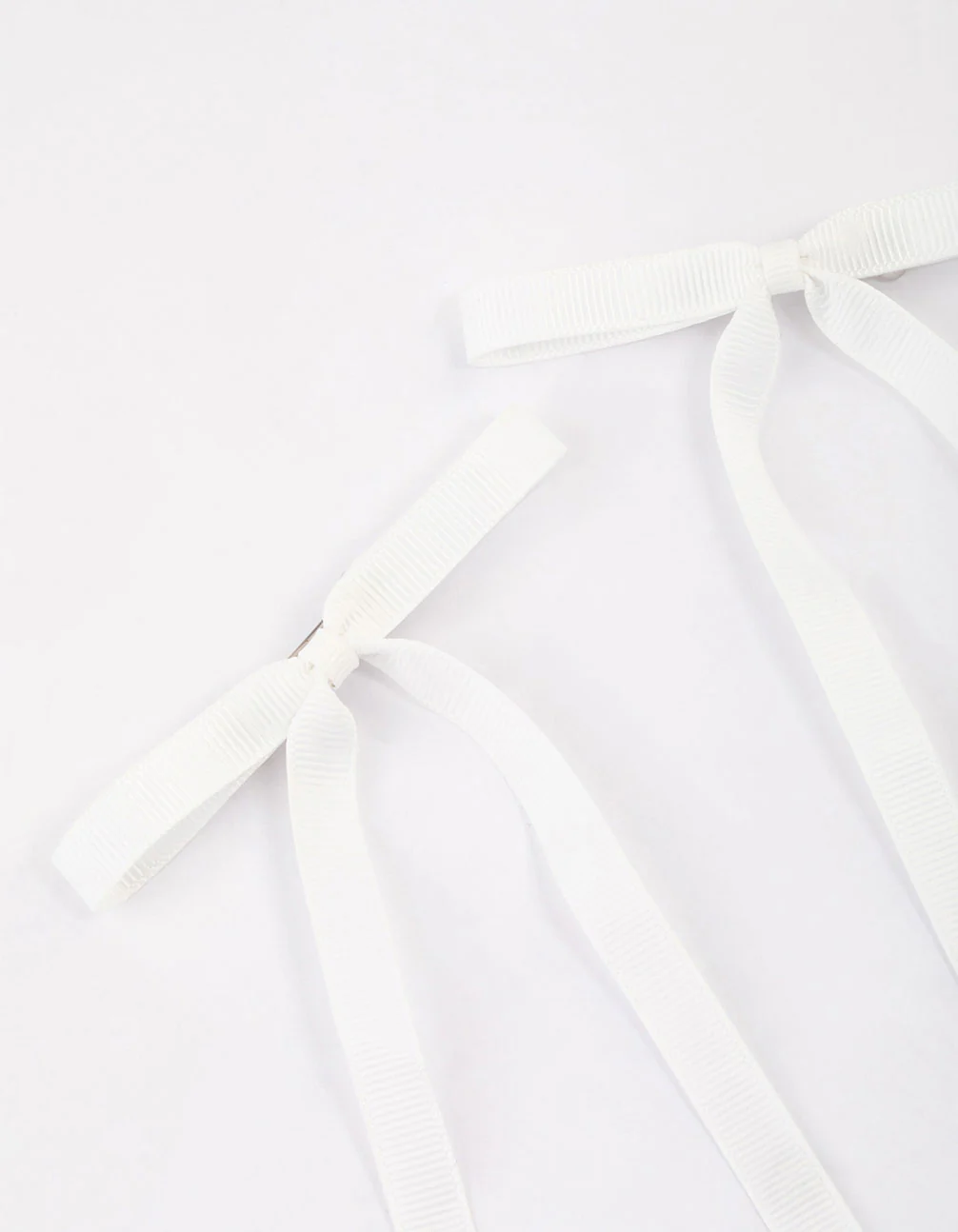 White Fabric Hair Bows Pack - Image 2