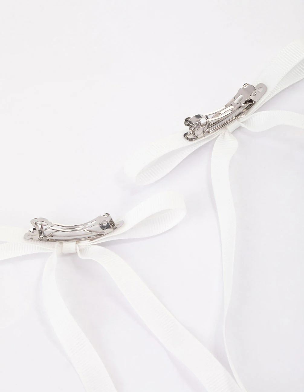 White Fabric Hair Bows Pack - Image 3