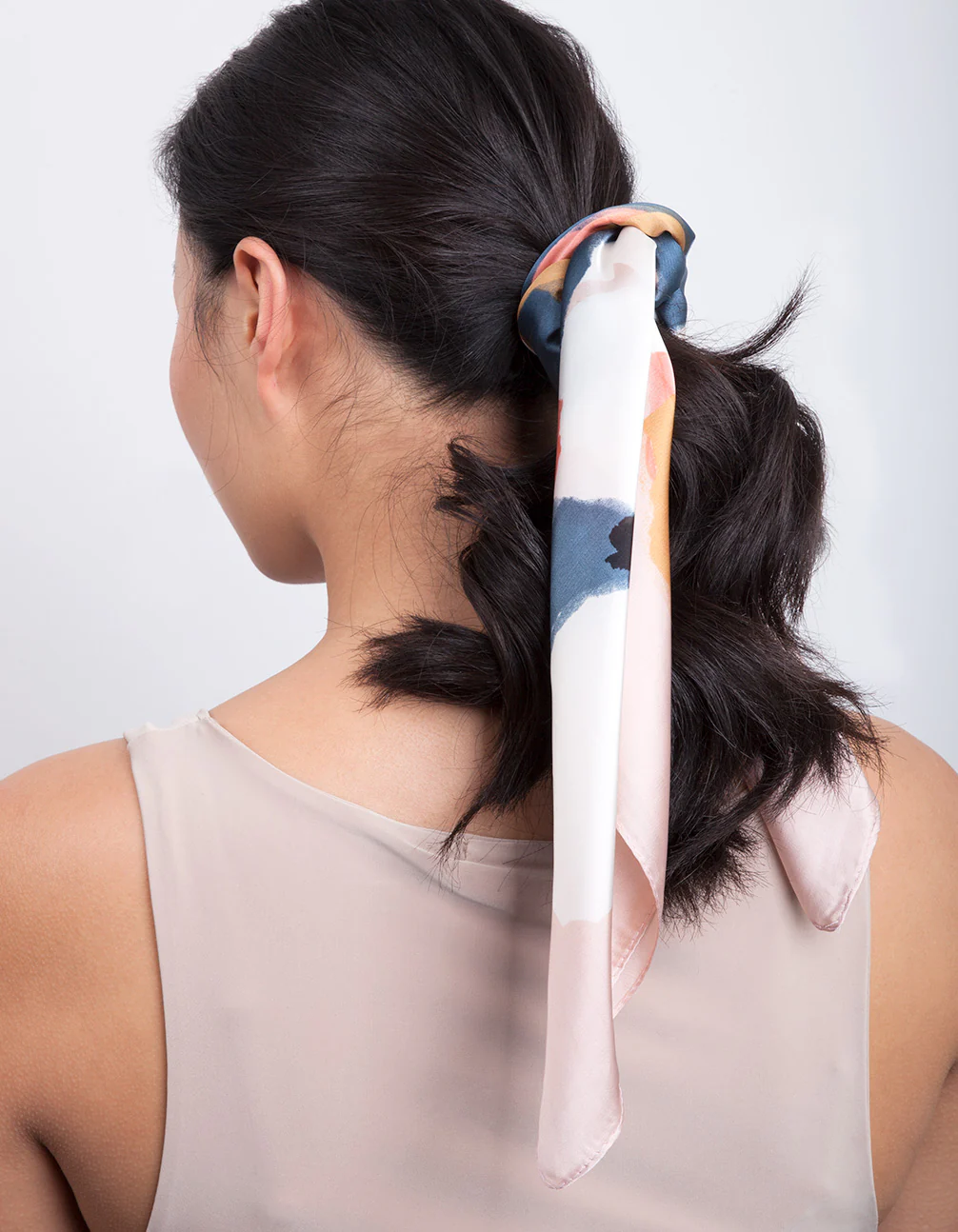 Neutral Soft Floral Bandana Hair Scarf - Image 2