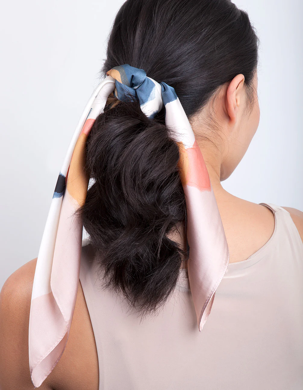 Neutral Soft Floral Bandana Hair Scarf - Image 3