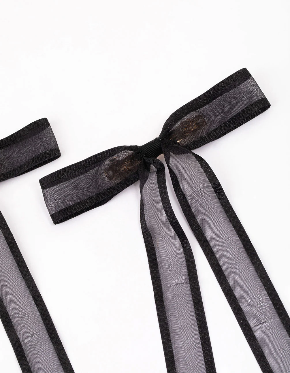 Black Fabric Border Organza Bow Hair Clip Pack - Image 2