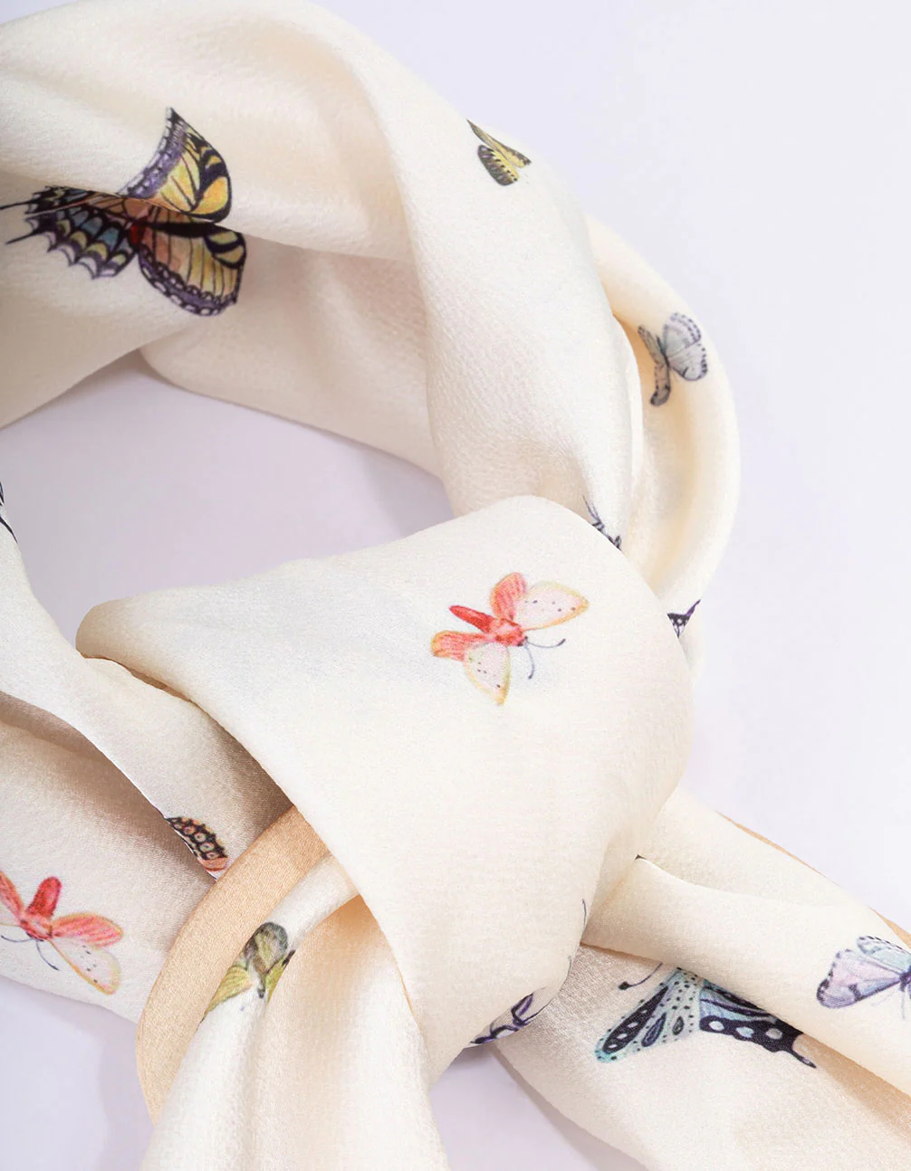 Fabric Yellow Butterfly Printed Scarf - Image 2