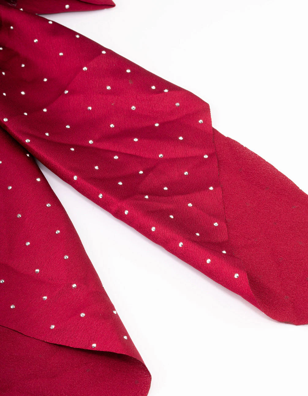 Maroon Fabric Diamante Satin Drop Bow Hair Clips - Image 3
