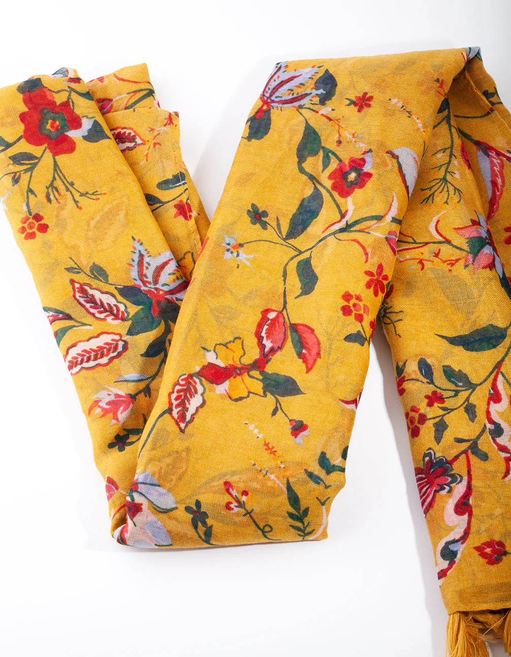 Mustard Floral Print Scarf - Image 2
