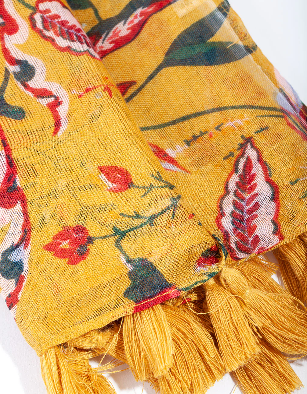 Mustard Floral Print Scarf - Image 3