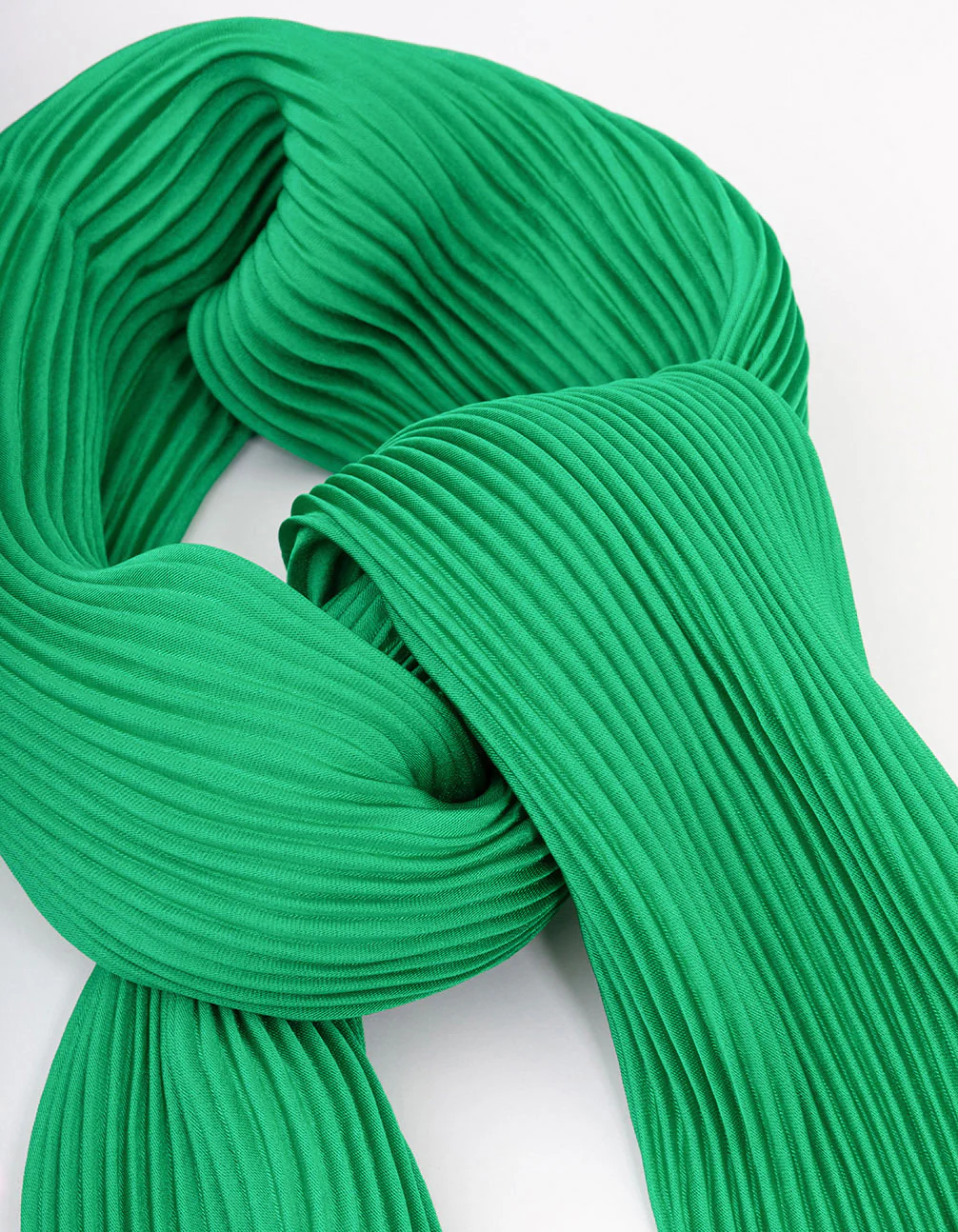 Fabric Green Pleated Satin Scarf - Image 2