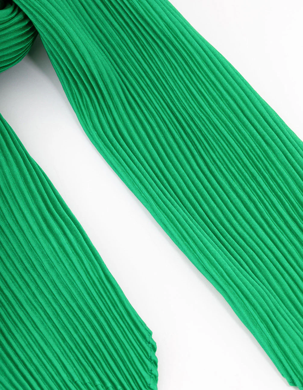 Fabric Green Pleated Satin Scarf - Image 3
