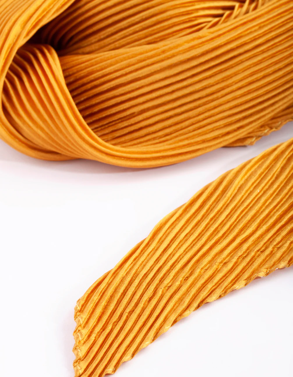Gold Pleated Satin Bandana Hair Scarf - Image 3