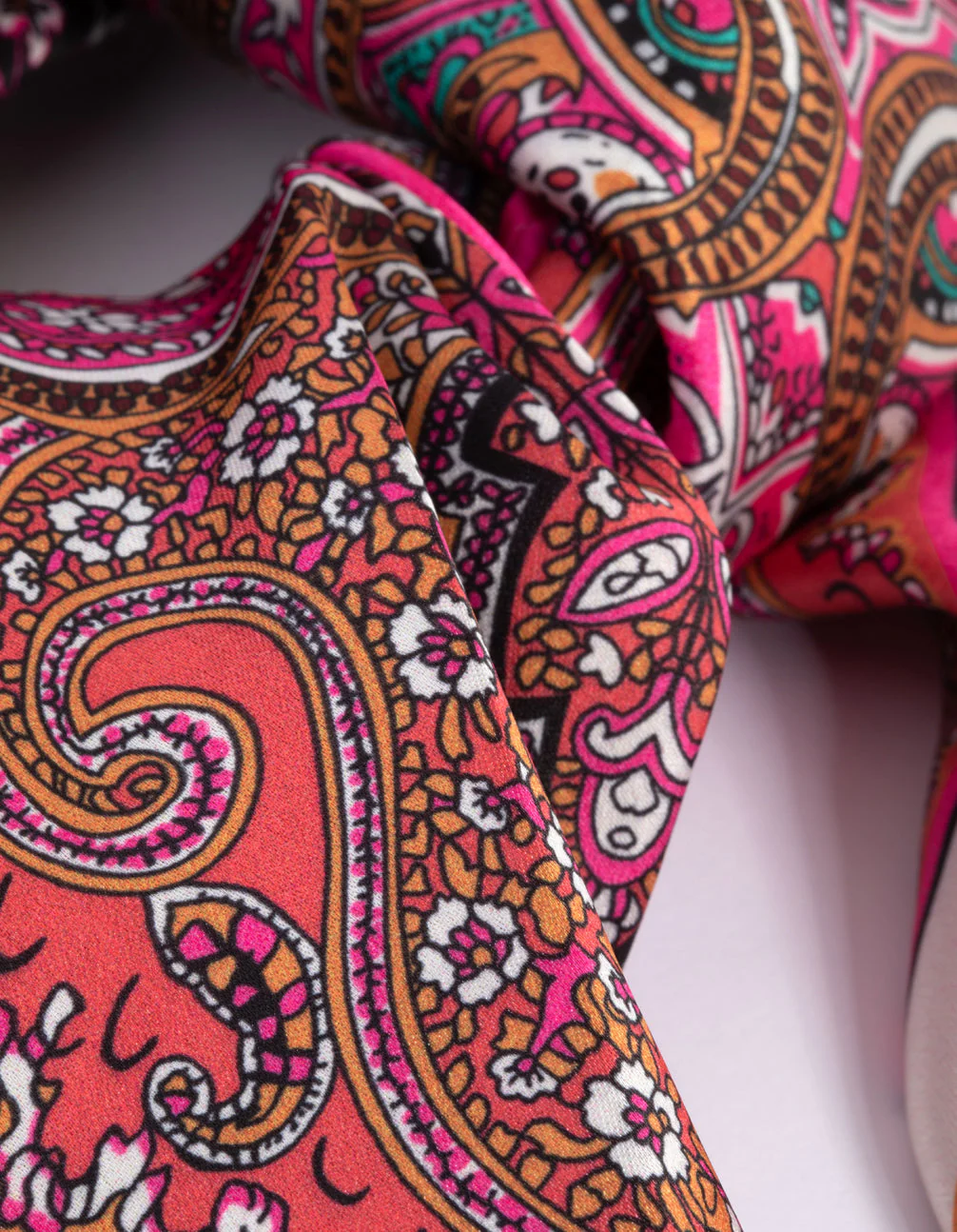 Fabric Pink Paisley Scarf - Image 5