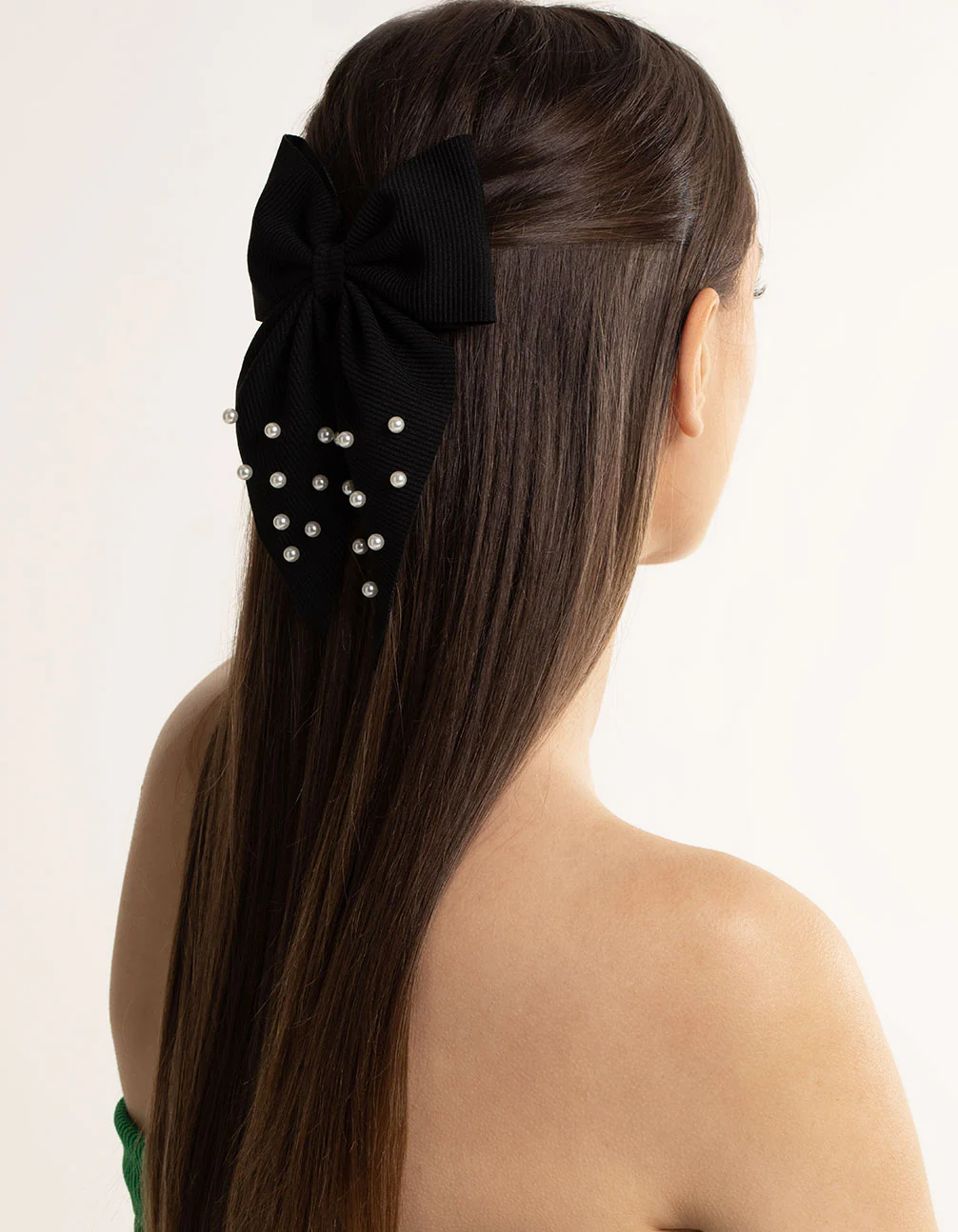 Black Pearl Bow Clip - Image 2