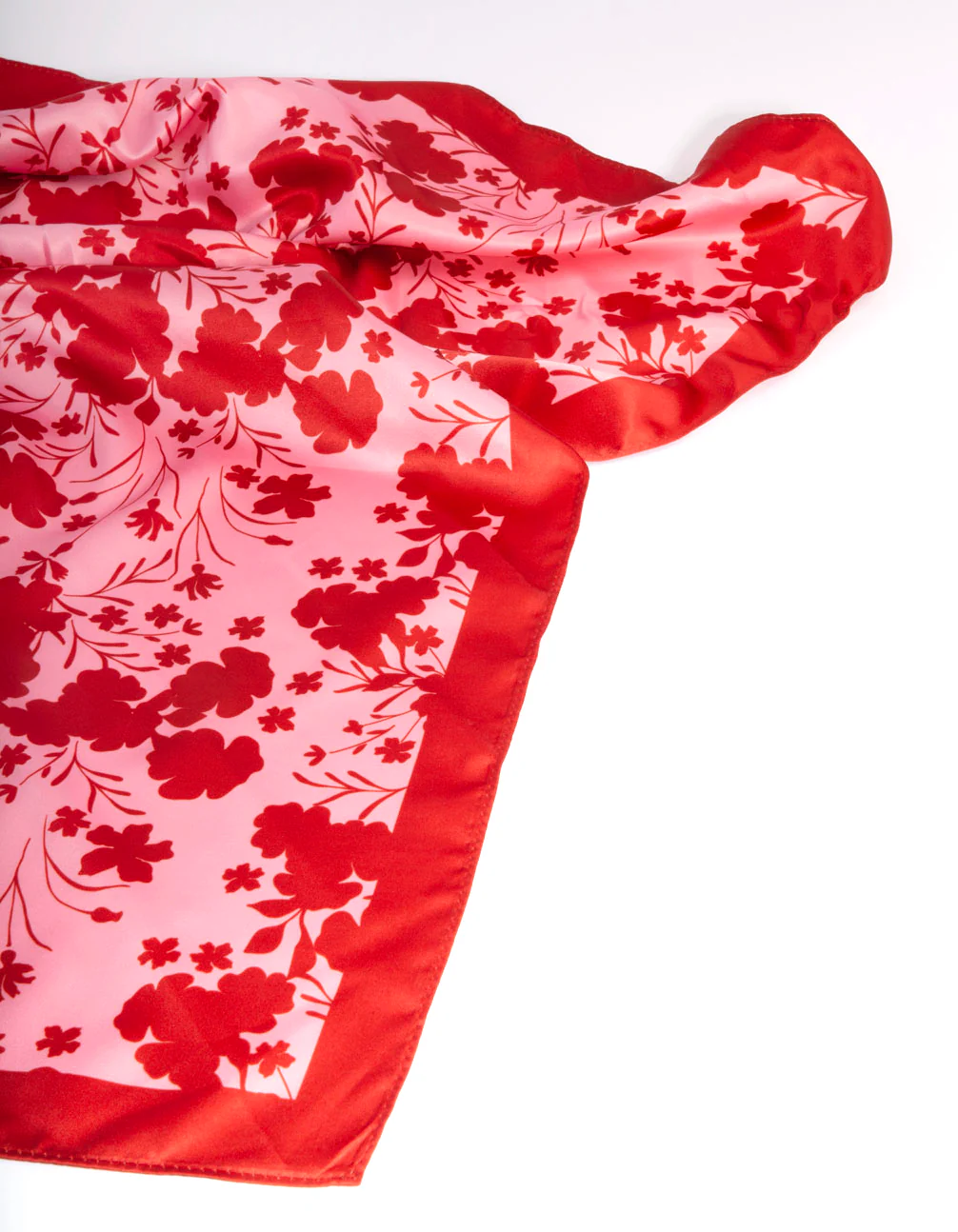 Red & Blush Floral Fabric Bandana Hair Scarf - Image 4