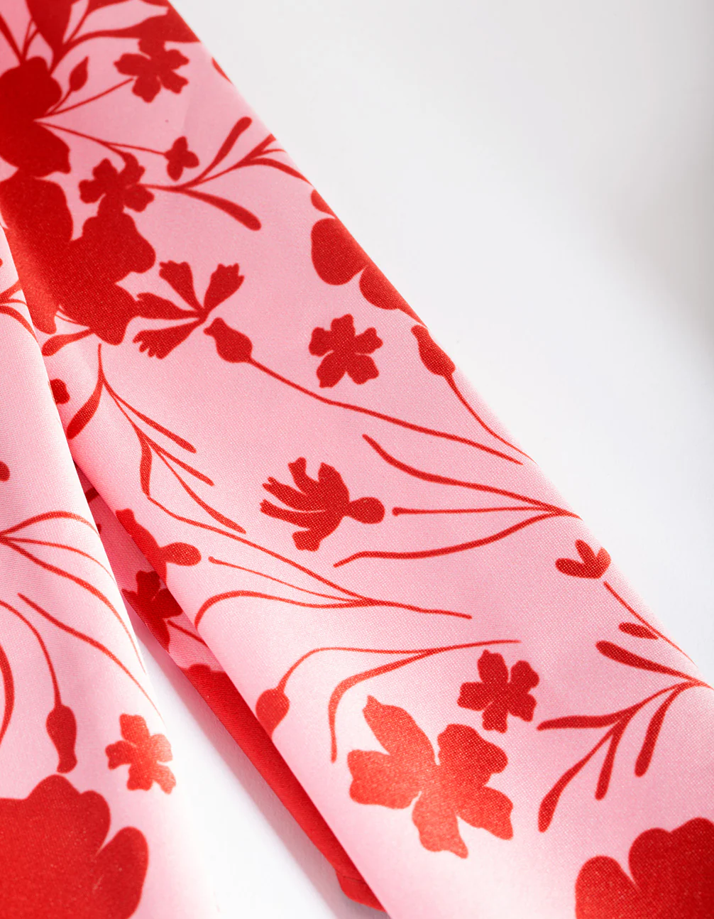 Red & Blush Floral Fabric Bandana Hair Scarf - Image 5