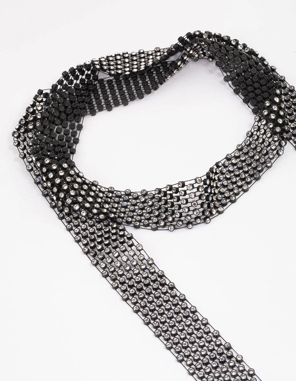 Fabric Skinny Diamante Tie Scarf - Image 2