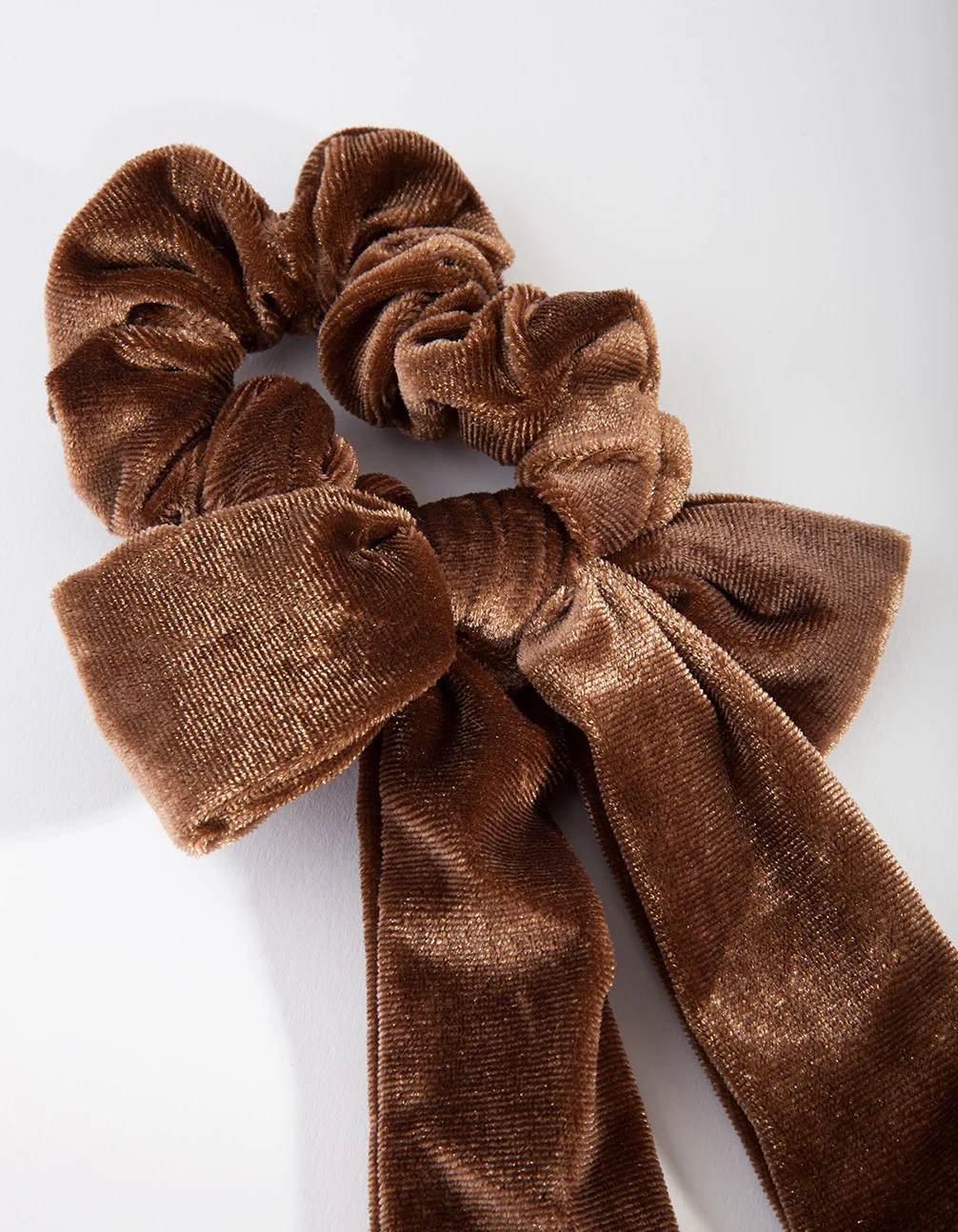 Brown Velvet Scarf Scrunchie - Image 2