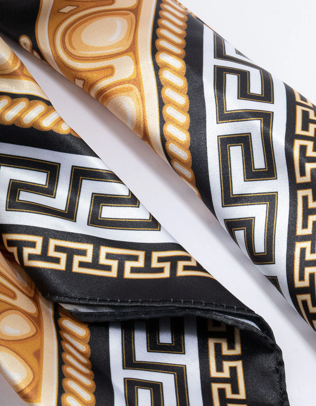 Black Fabric Vintage Double Print Scarf - Image 3