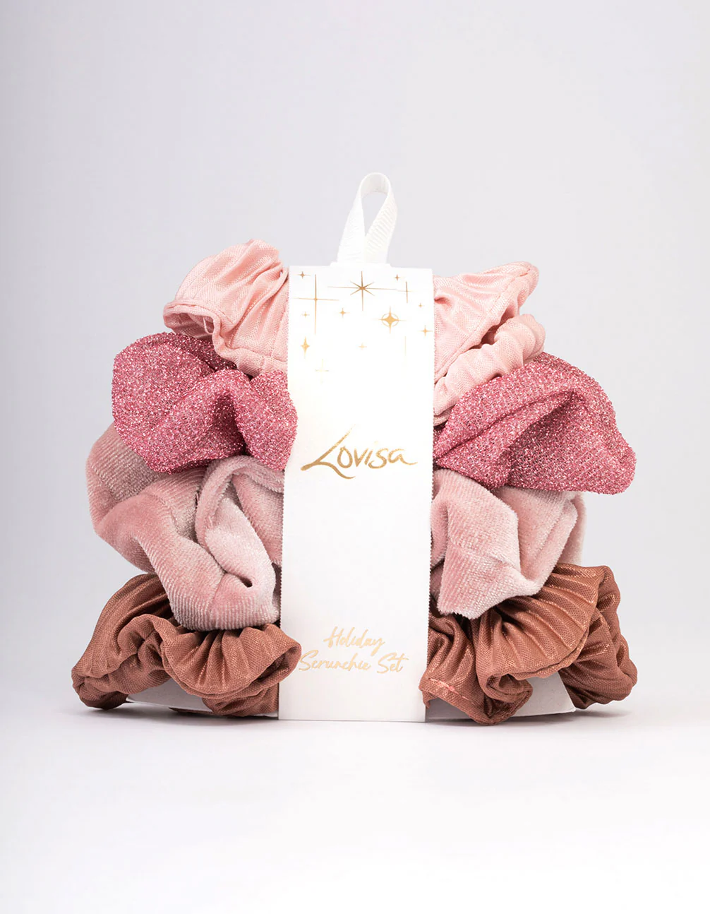 Pink Christmas Hair Scrunchie Gift 4-Pack - Image 2