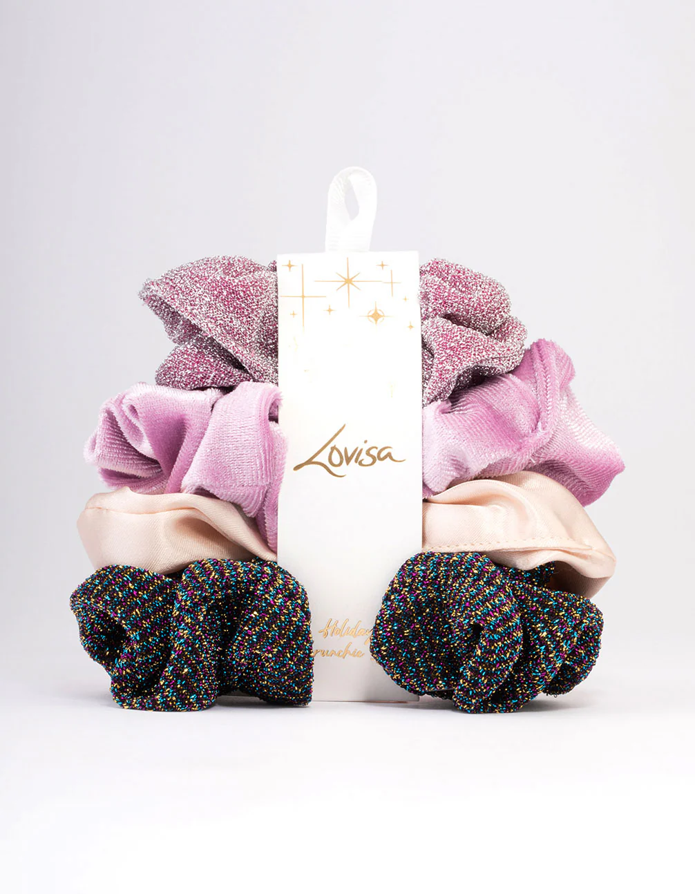 Lilac Christmas Hair Scrunchie Gift 4-Pack - Image 2