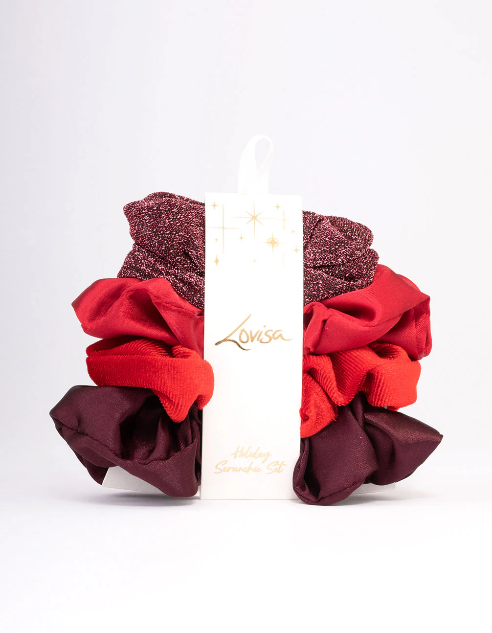 Red Christmas Hair Scrunchie Gift 4-Pack - Image 2