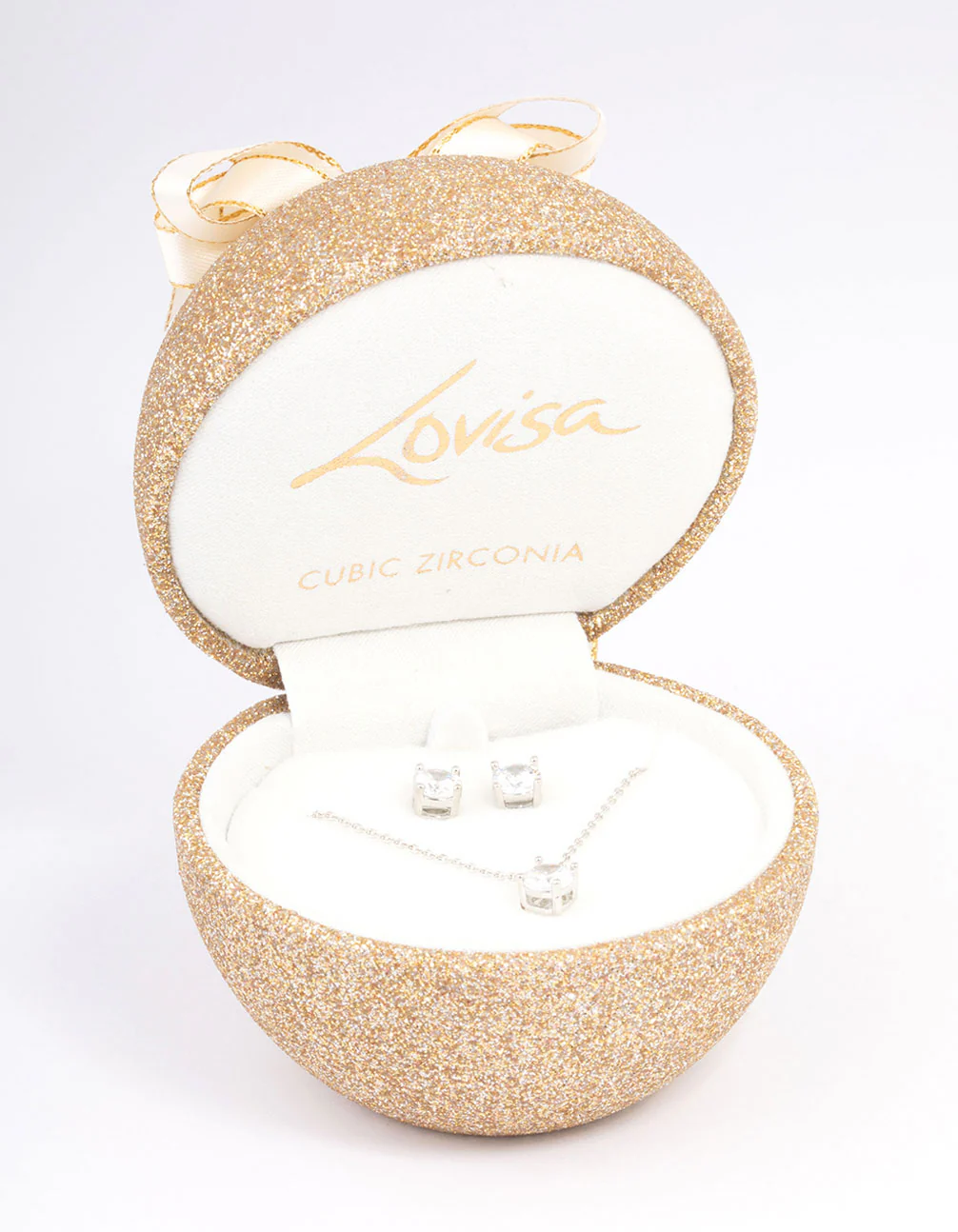 Silver Cubic Zirconia Round Earring & Necklace Set - Image 2