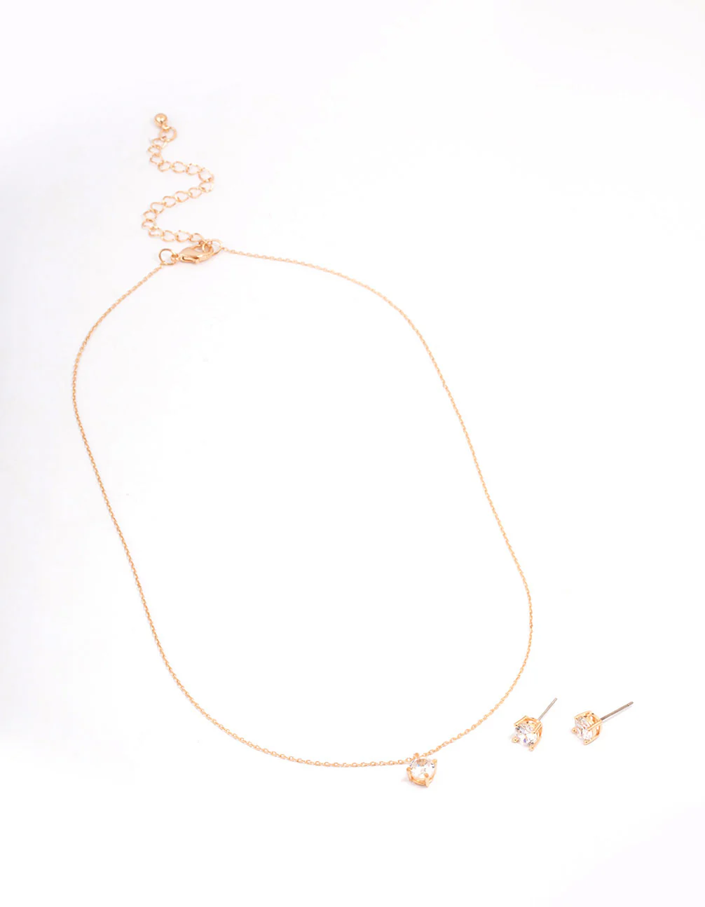 Gold Cubic Zirconia Round Earring & Necklace Set - Image 3