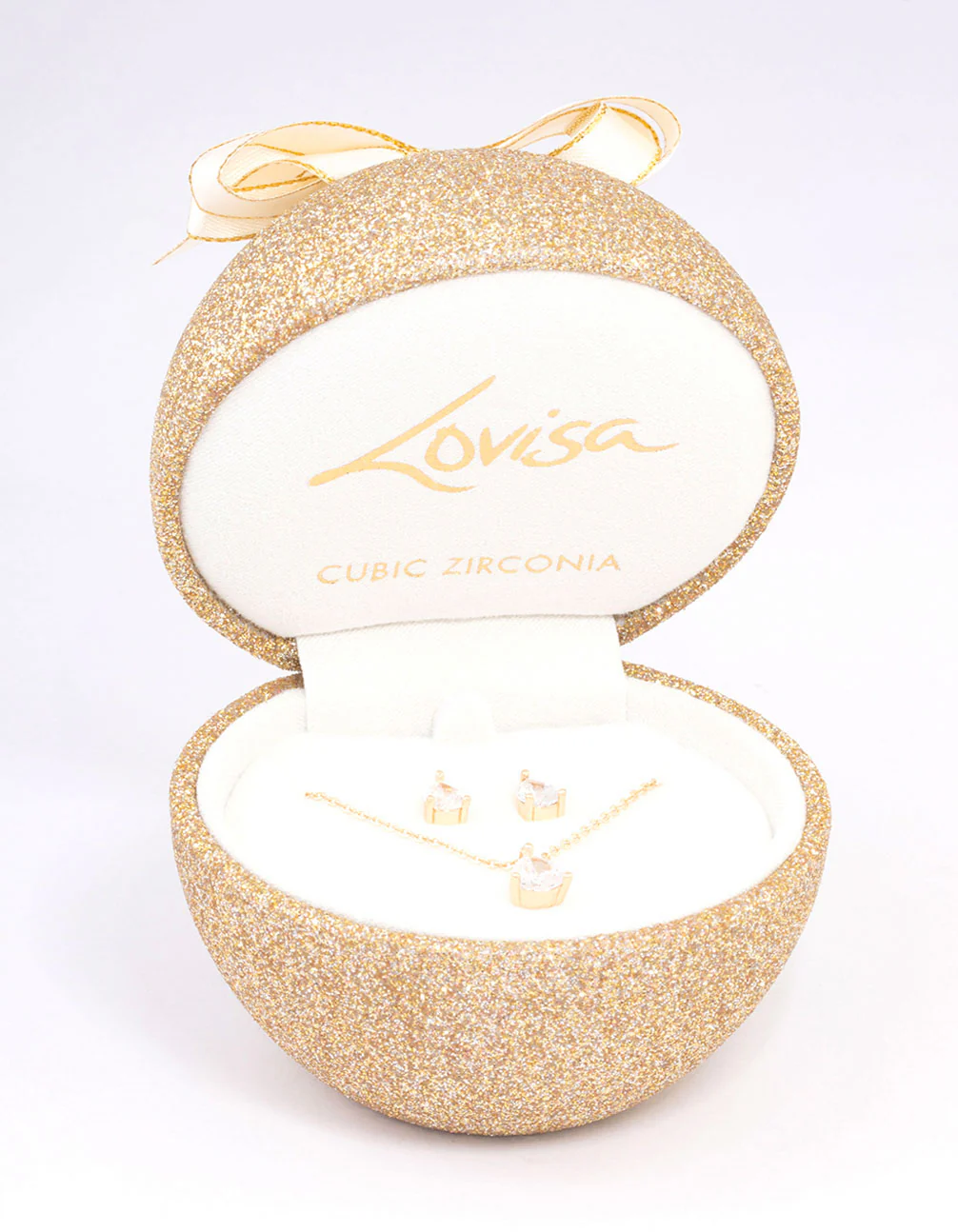 Gold Teardrop Cubic Zirconia Earring & Necklace Set - Image 2