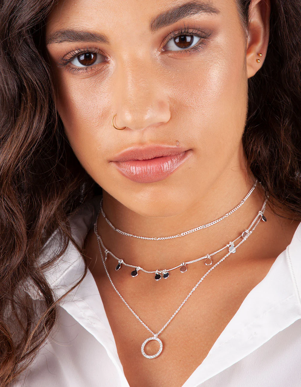 Silver Disc & Circle Charm Choker - Image 2