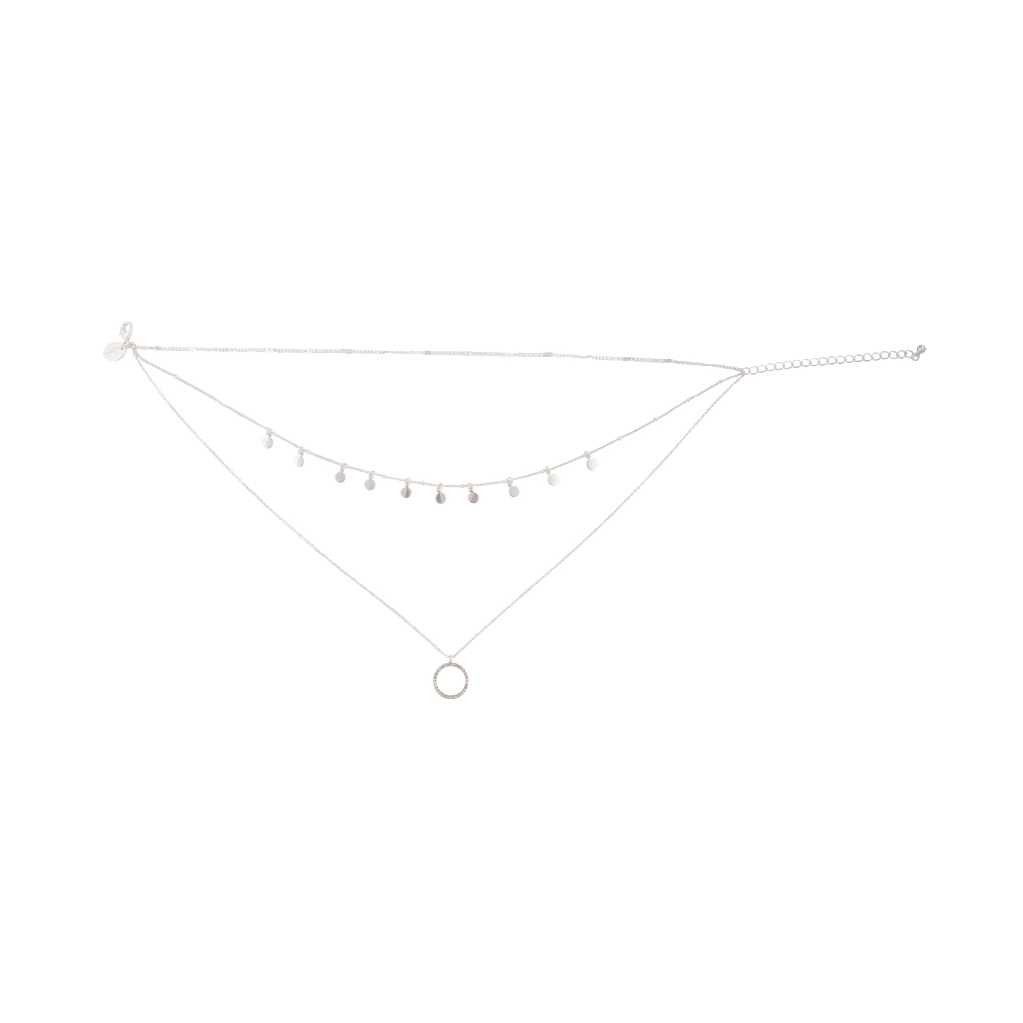 Silver Disc & Circle Charm Choker - Image 3