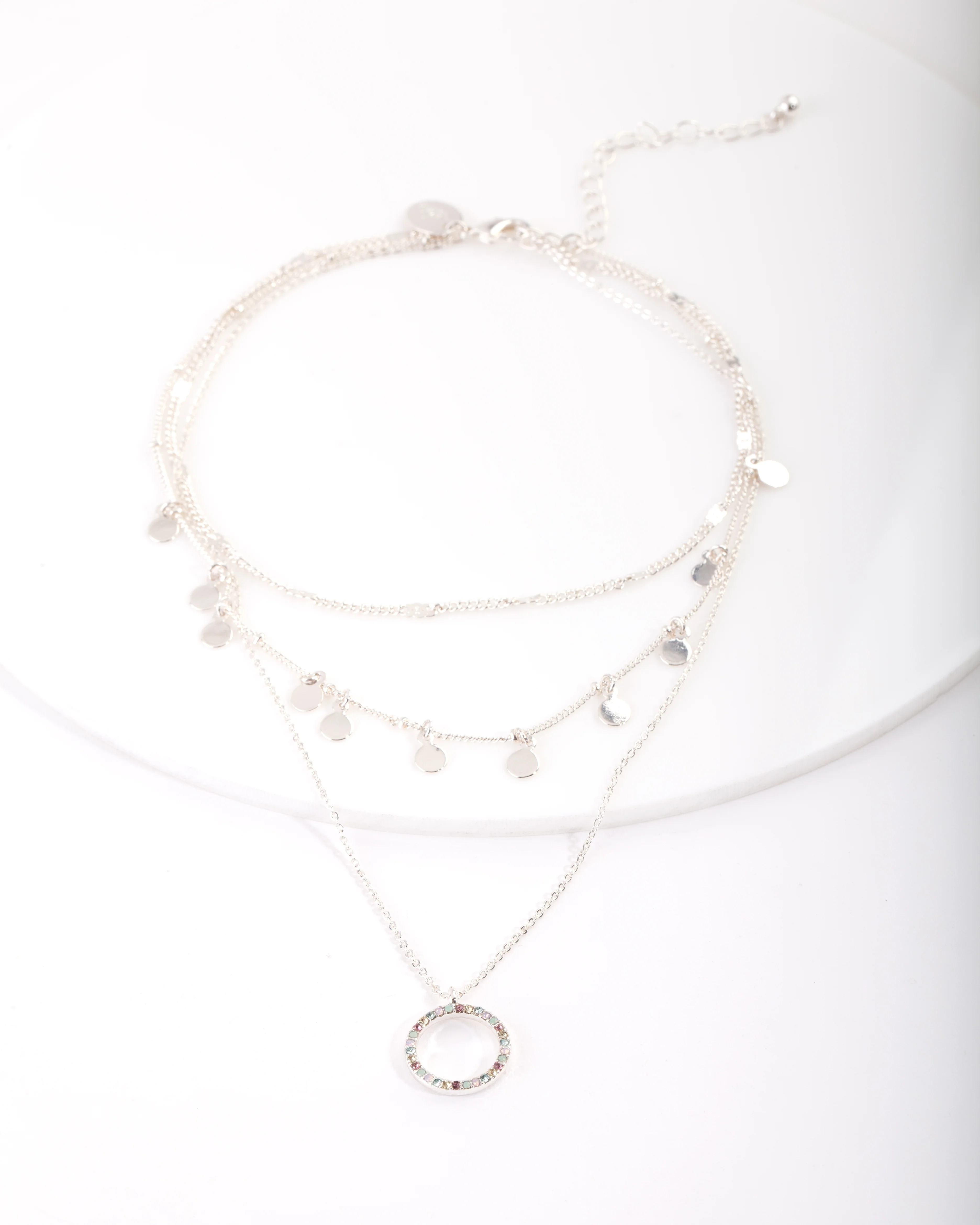 Silver Disc & Circle Charm Choker - Image 4