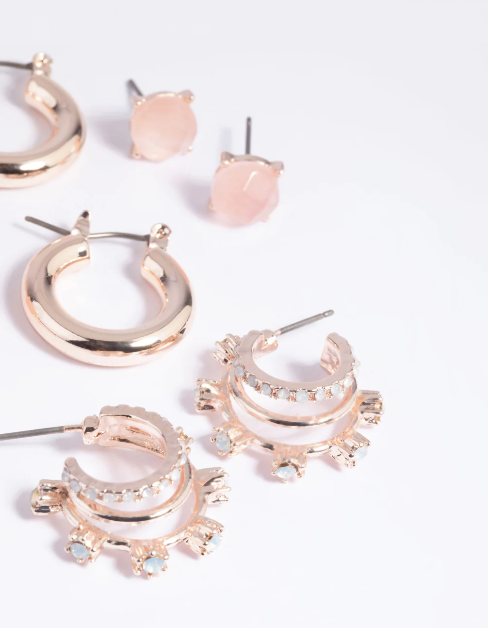 Rose Quartz Hoop Chain Earring Stack Pack - Image 4
