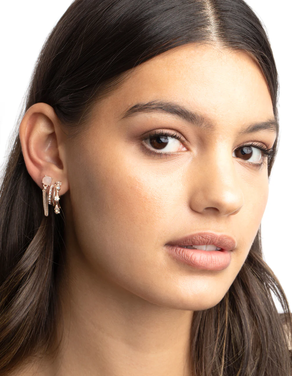 Rose Quartz Hoop Chain Earring Stack Pack - Image 5