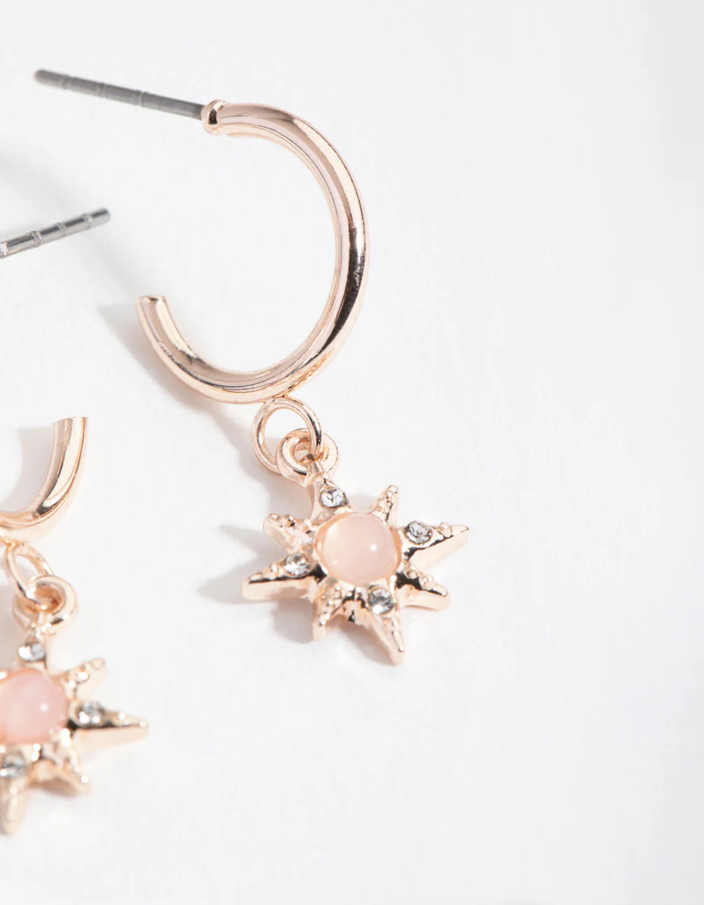 Rose Gold Star Drop Huggie Earrings - Image 3
