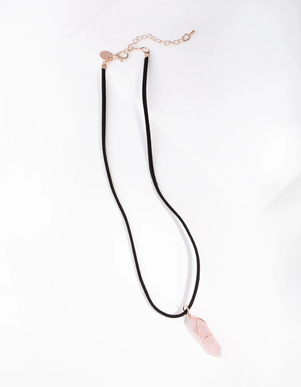 Rose Gold Wire Wrap Rose Quartz Necklace - Image 2