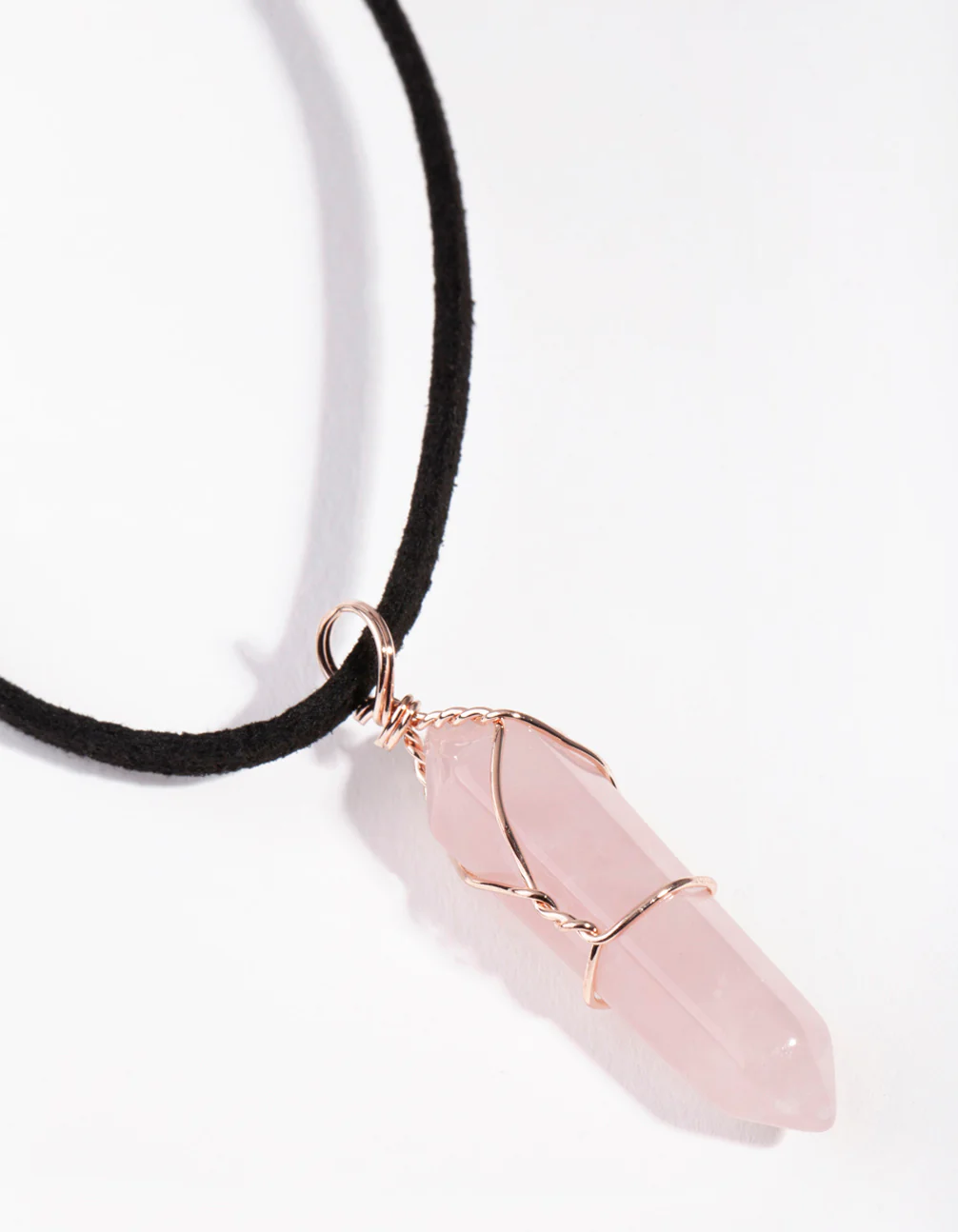 Rose Gold Wire Wrap Rose Quartz Necklace - Image 3