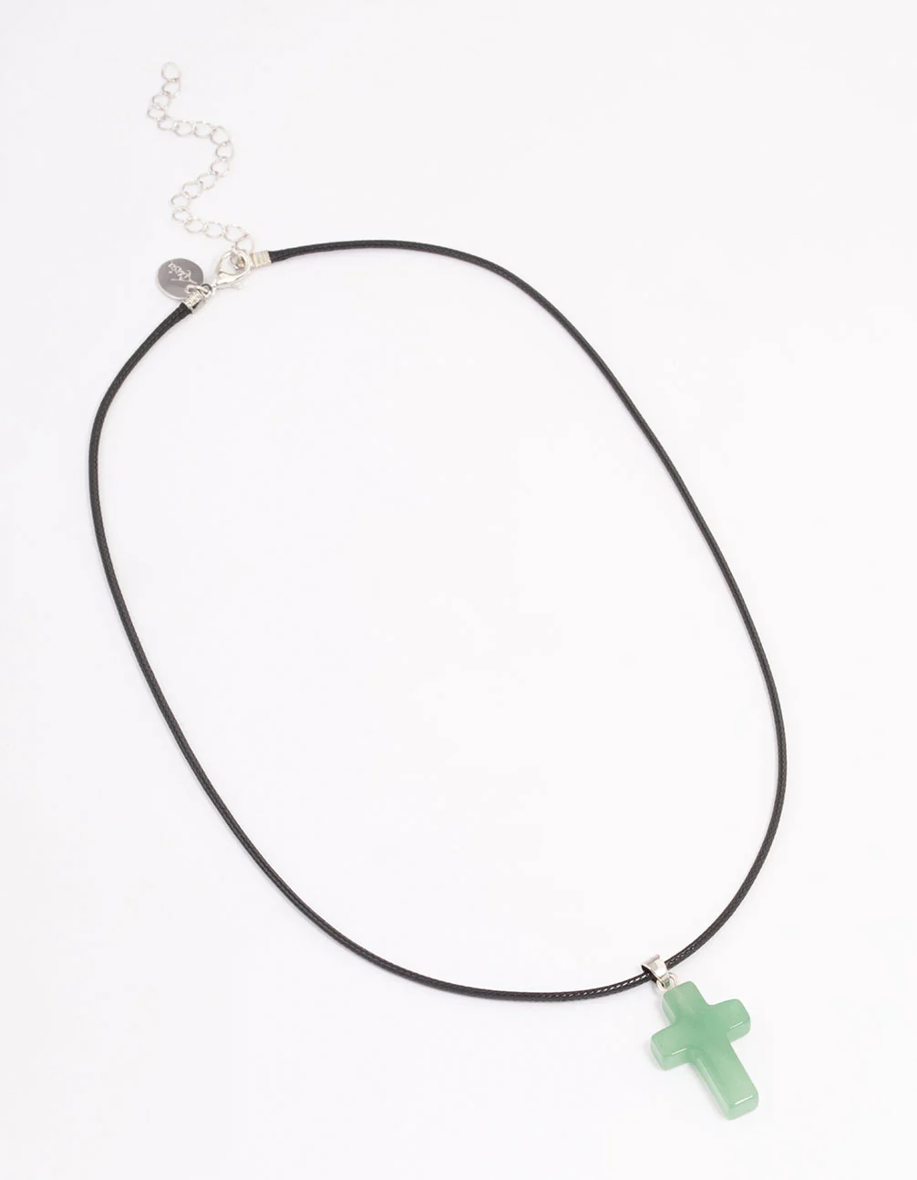Gold Green Aventurine Cross Pendant Necklace - Image 2