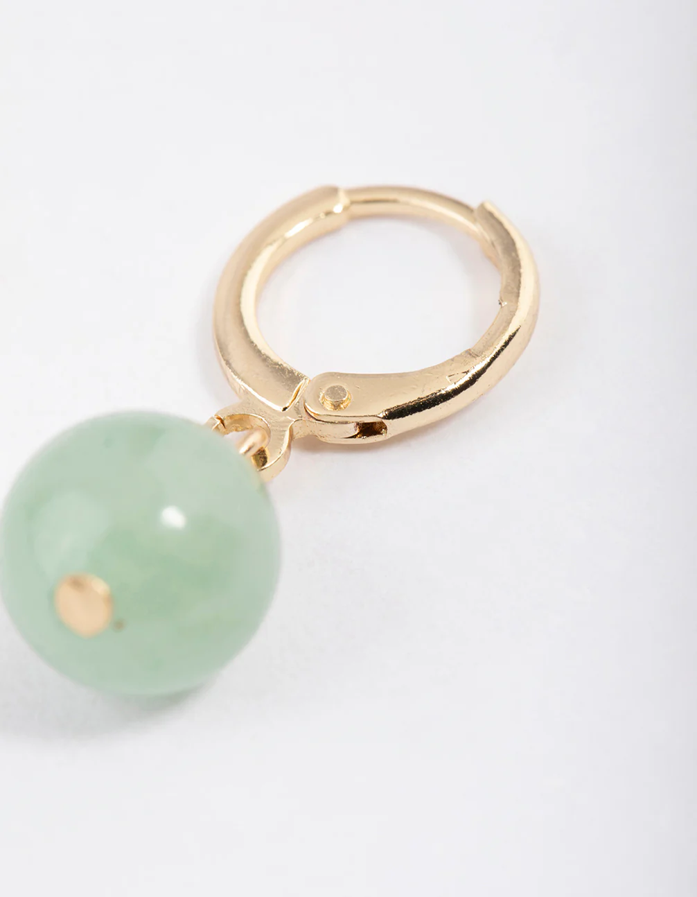 Gold Green Aventurine Mini Ball Earrings - Image 3