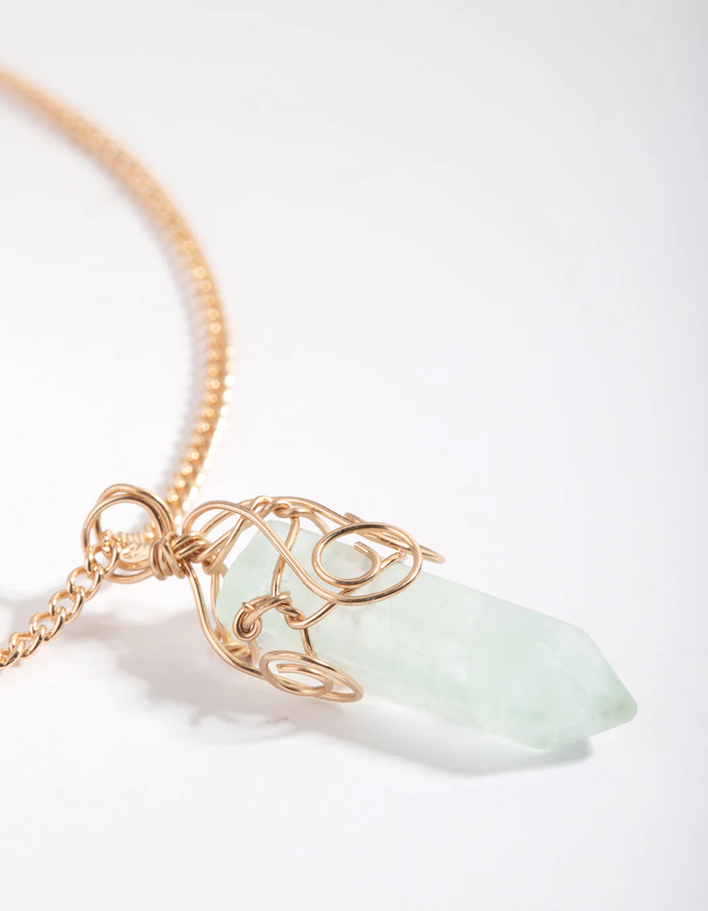 Gold Green Fluorite Shard Necklace - Image 3