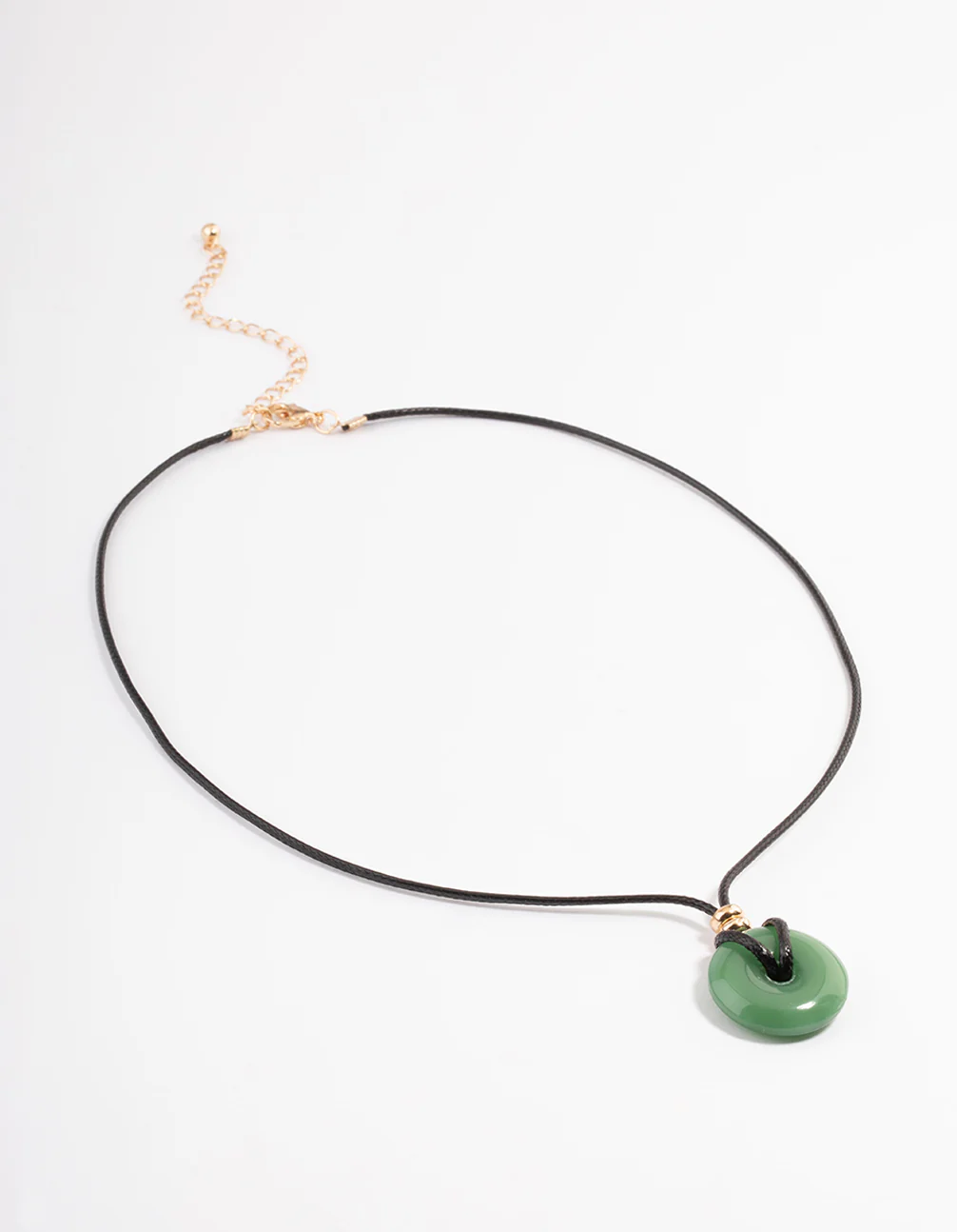 Gold Jade Donut Cord Necklace - Image 2