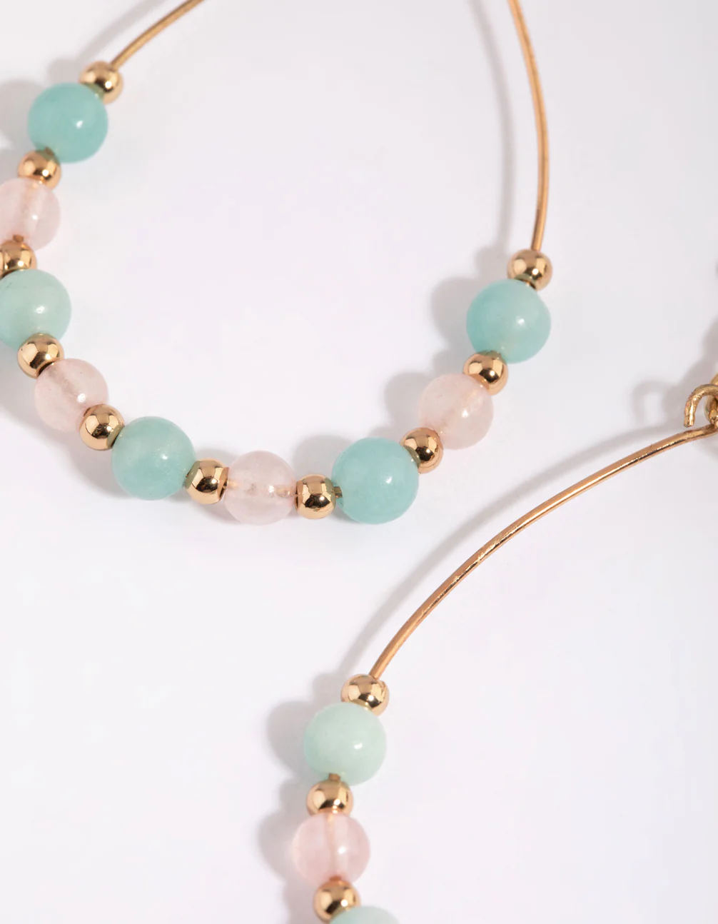 Gold Semi-Precious Beaded Drop Earrings - Image 2