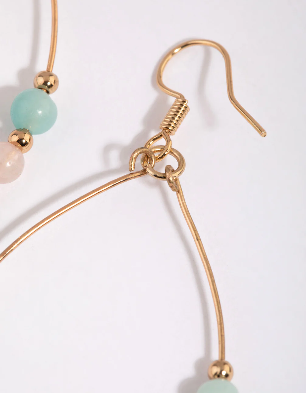 Gold Semi-Precious Beaded Drop Earrings - Image 3