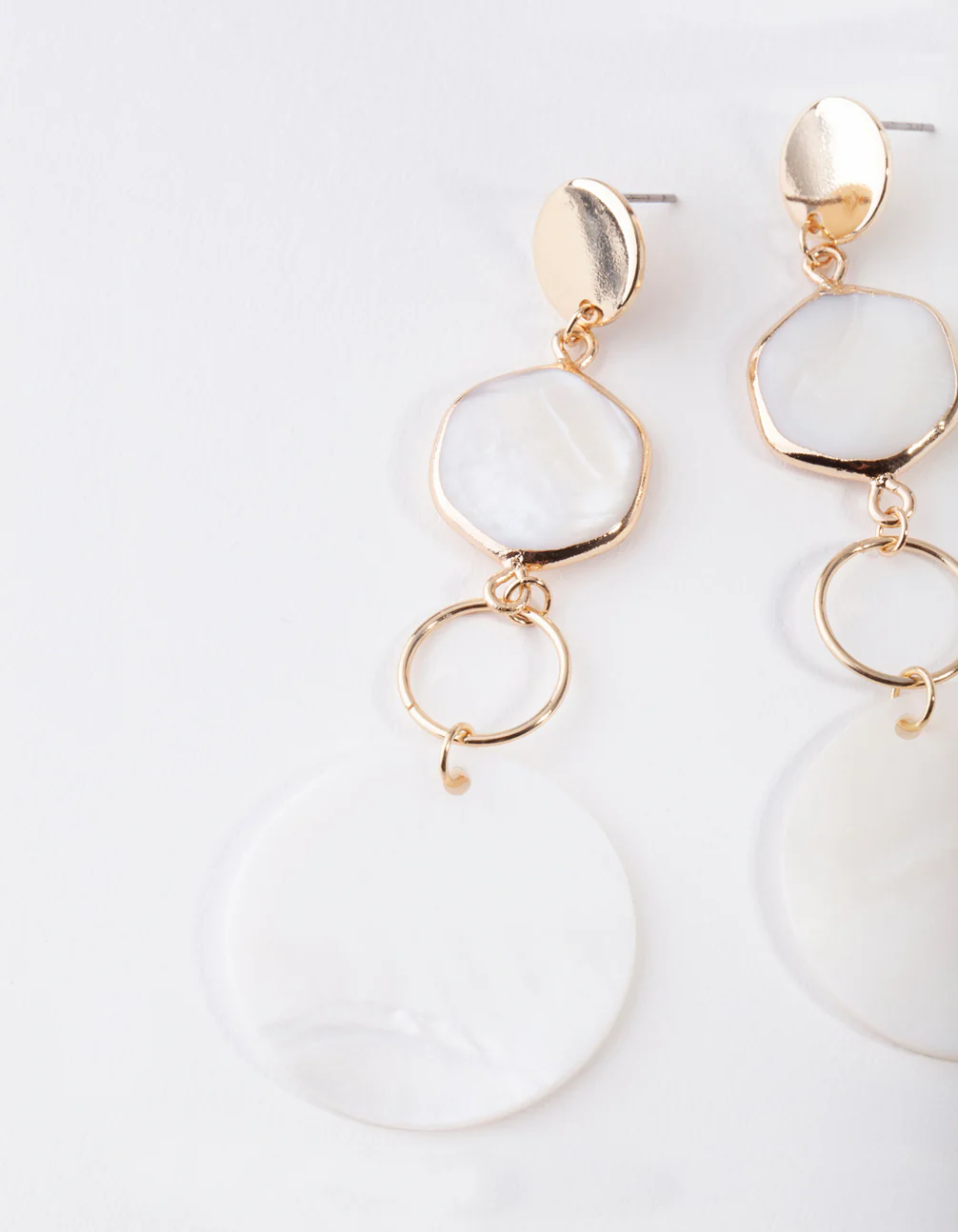 Gold Shell Drop Earrings - Image 2