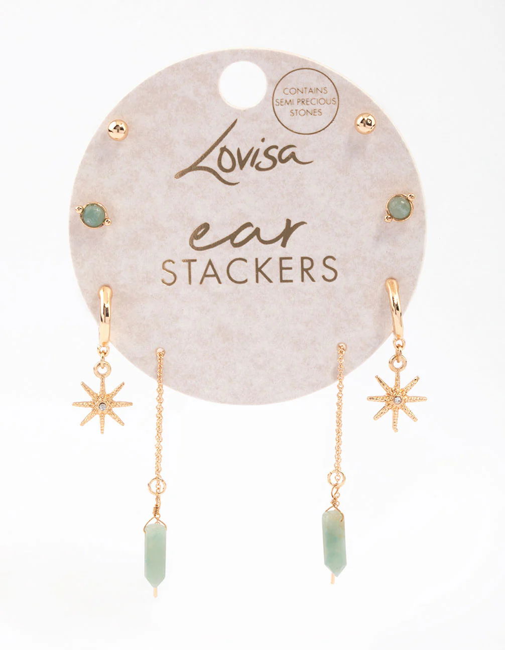 Gold Mixed Celestial & Thread Through Earrings 4-Pack - Image 4