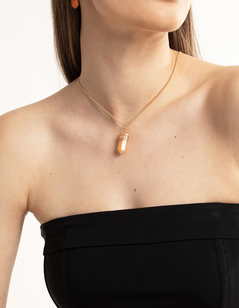Gold Orange Wire Wrap Shard Necklace - Image 2